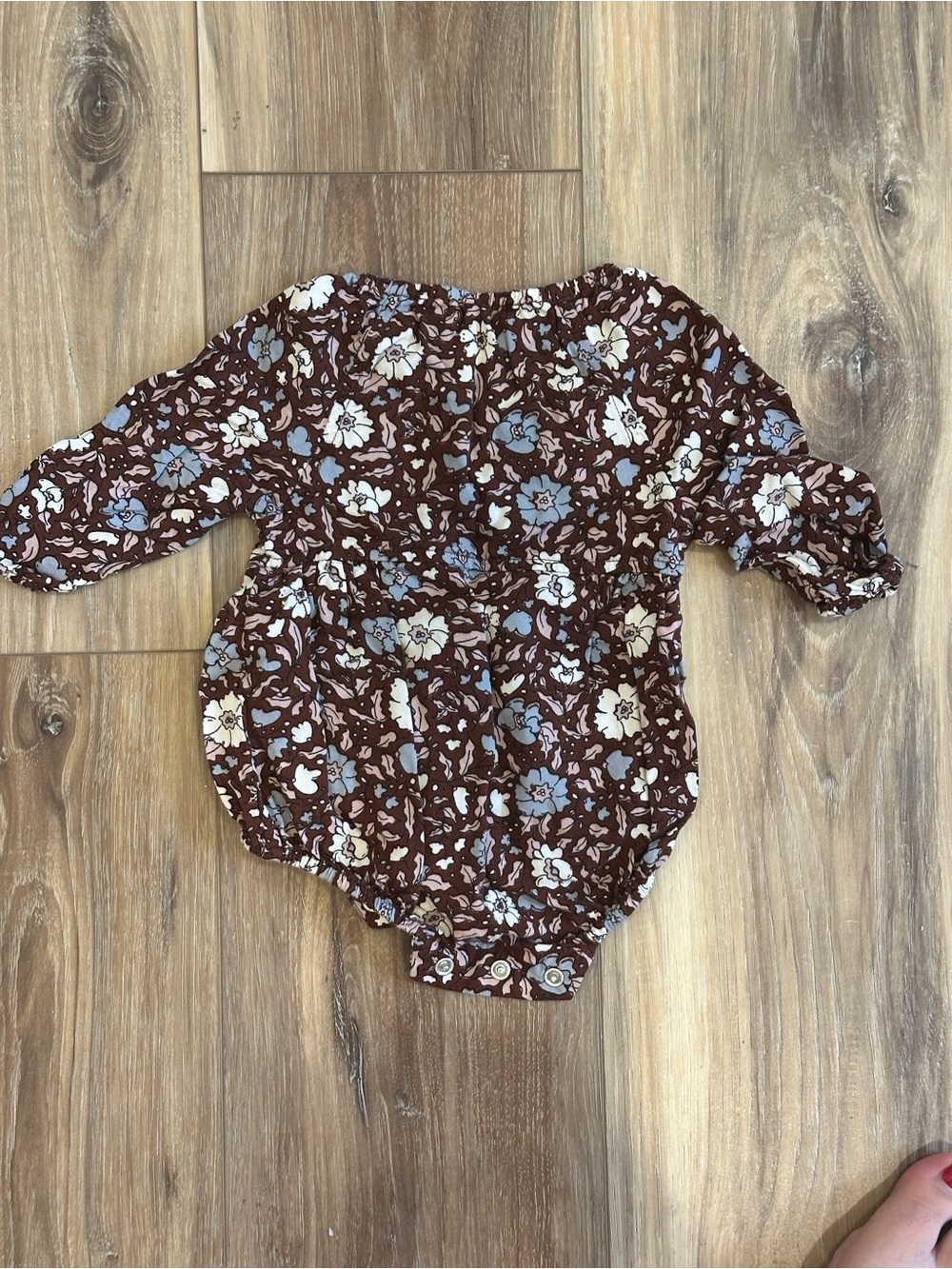 Rylee + Cru Long Sleeve Bubble Romper Holiday Bloom Autumn Brown Floral 0-3 mo - Picture 2 of 7